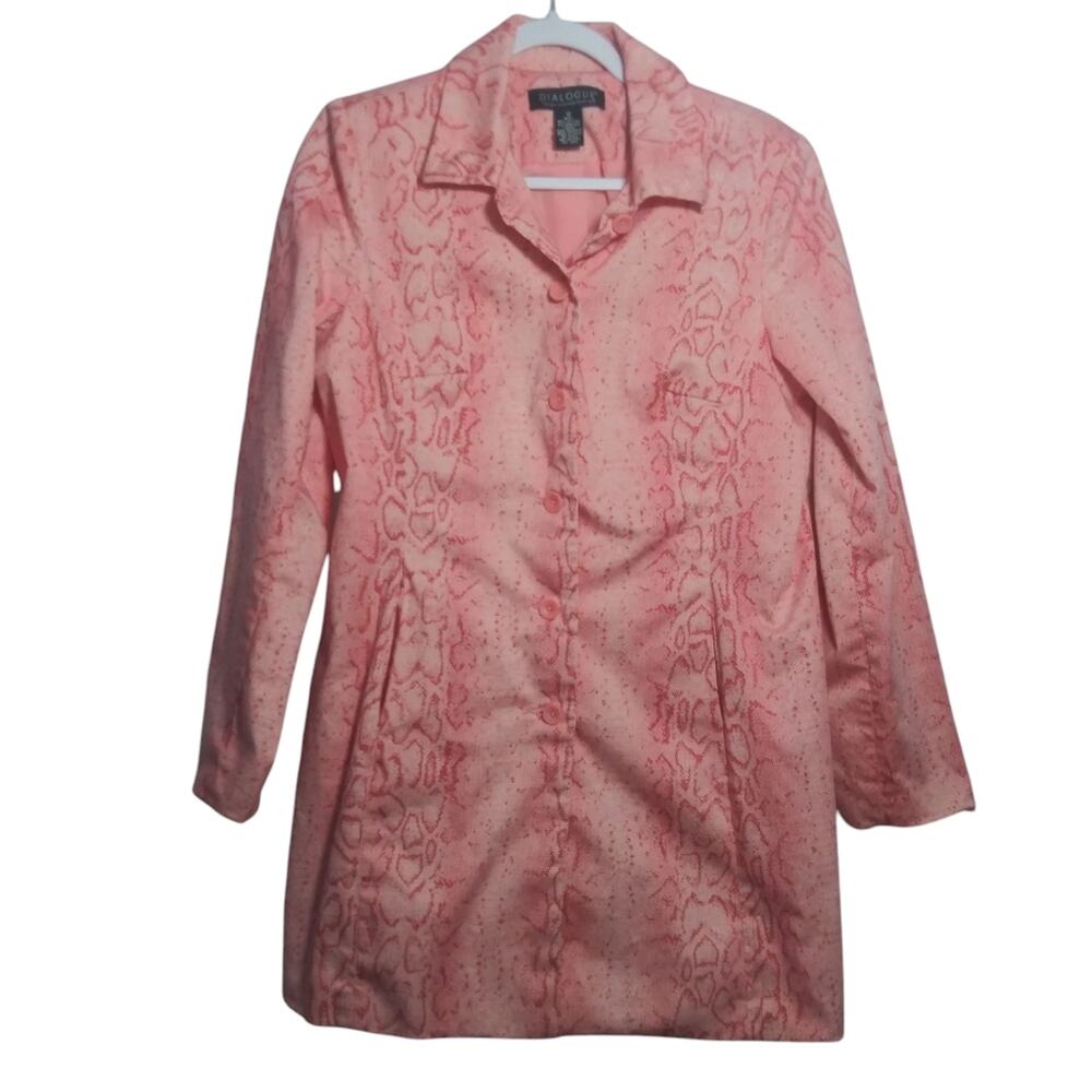 Dialogue Pink Snake Print Chic Jacket Spring Animal Print Size 10